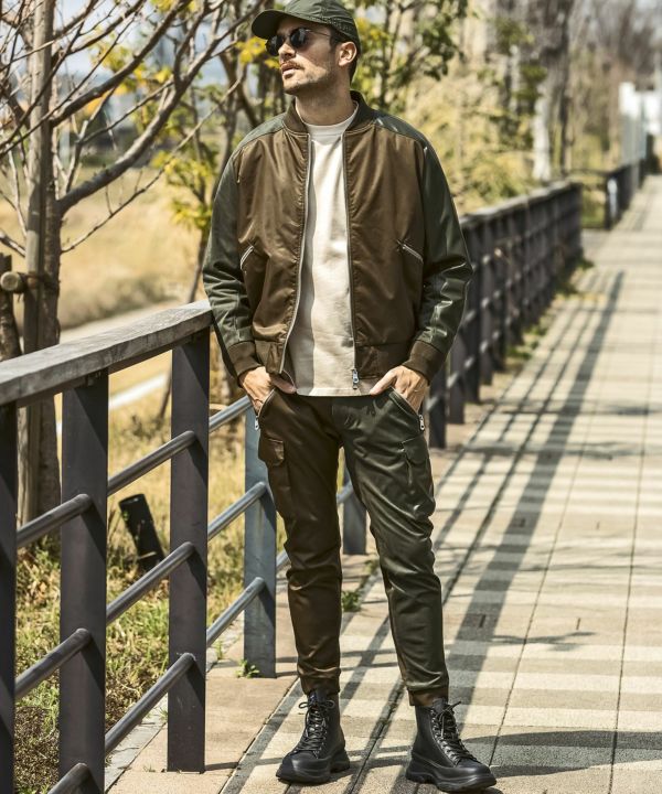 1PIU1UGUALE3 RELAX ウノピゥウノウグァーレトレ リラックス ブライトストレッチクレイジーブルゾン MA-1 メンズ ジャケット ミリタリー カジュアル ストリート 1PIU1UGUALE3 RELAX(ウノピゥウノウグァーレトレ リラックス)ブライト