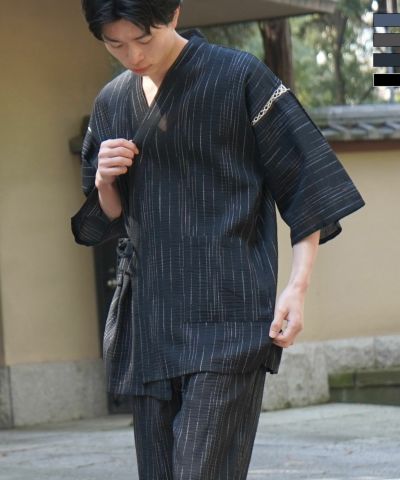 Confirm（コンファーム）縞しじら織り甚平 上下セット