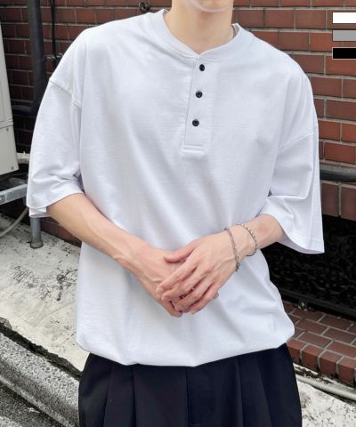 Confirm（コンファーム）ヘンリーネック ドローコード Tシャツ カットソー ユニセックス