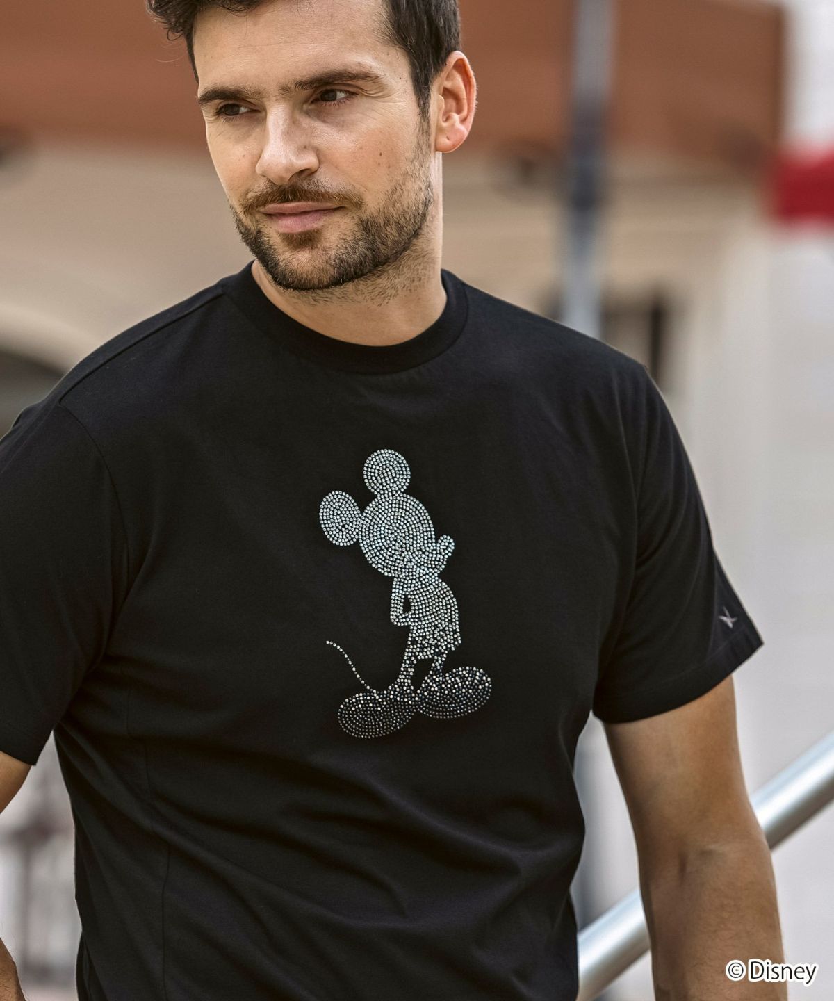 【1PIU1UGUALE3 RELAX】ミッキー ラインストーンロングTシャツ 1PIU1UGUALE3 RELAX(ウノピゥウノウグァーレトレ リラックス