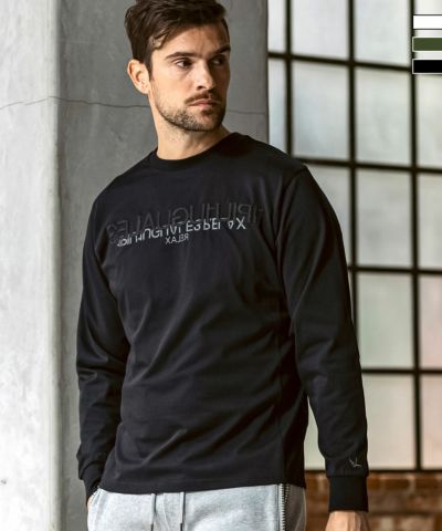1PIU1UGUALE3 RELAX(ウノピゥウノウグァーレトレ リラックス)リバーシングロゴロングTシャツ