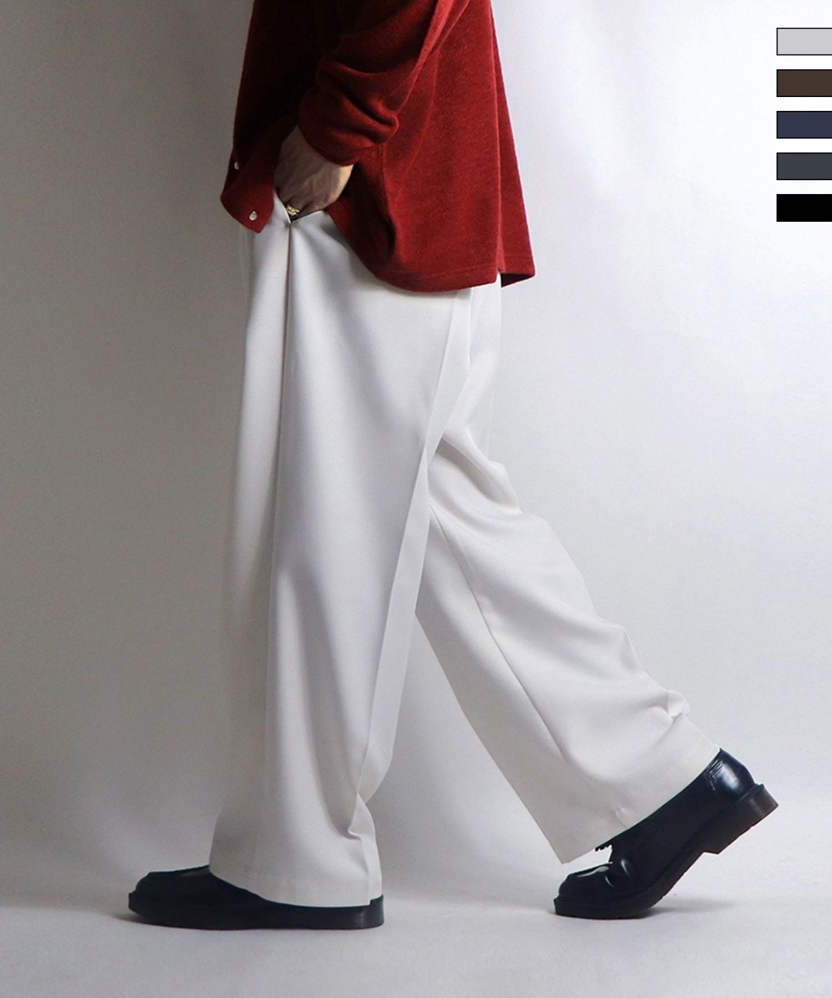 Confirm(コンファーム) センタープレス タックワイドストレートパンツ