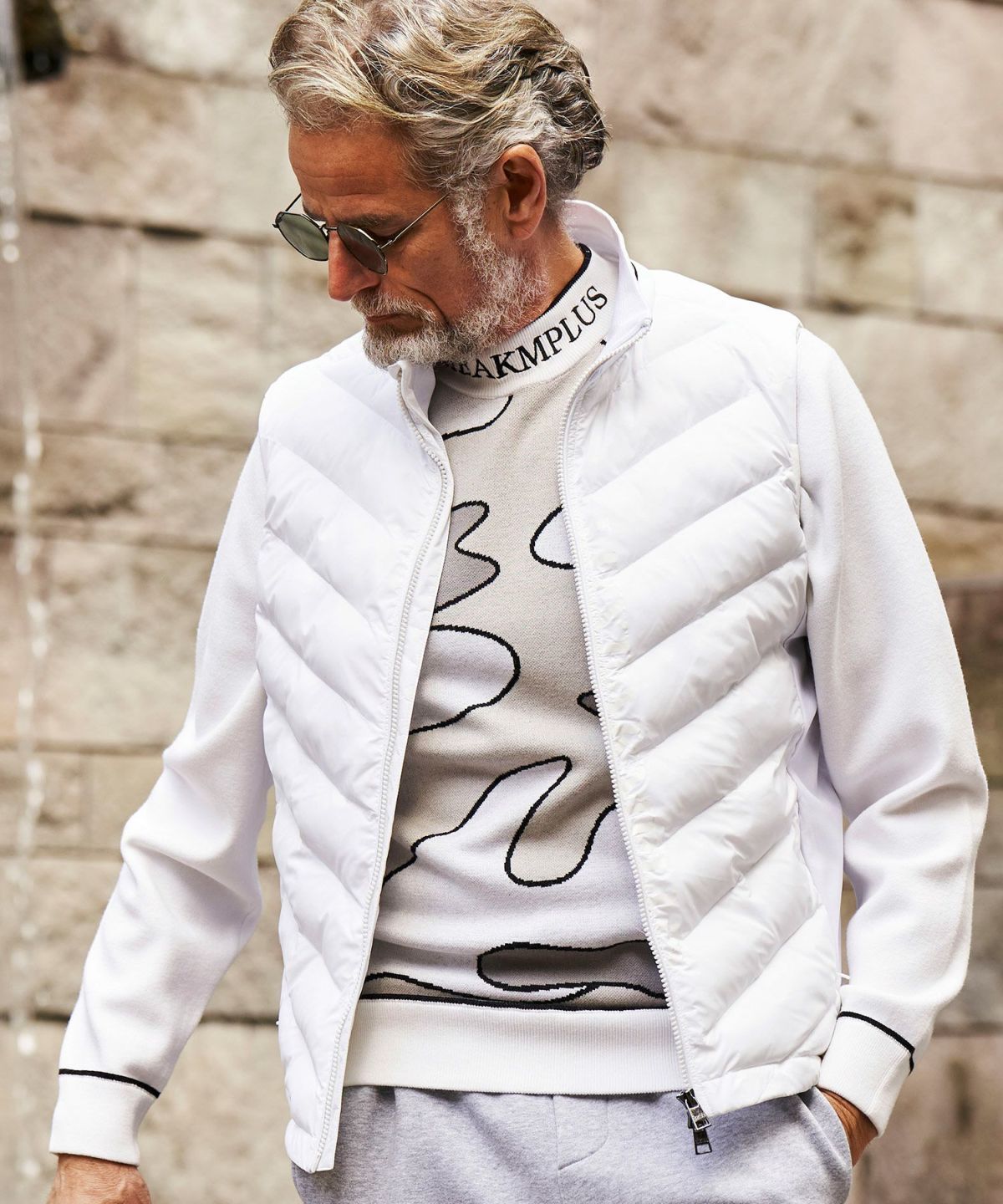 LUXEAKMPLUS(リュクスエイケイエムプラス)ゴルフ ラインカモ長袖ニット