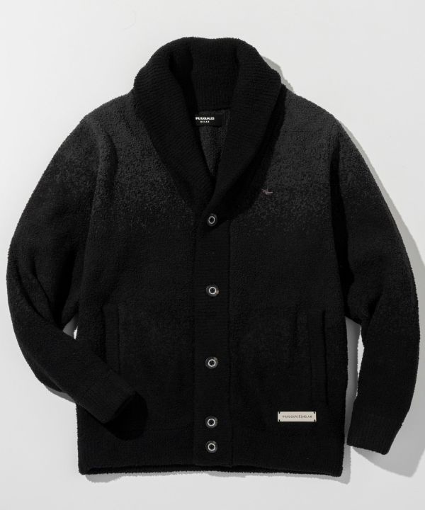 黒 カシミアスエード カーディガン akm ブルゾン1piu1uguale3 黒