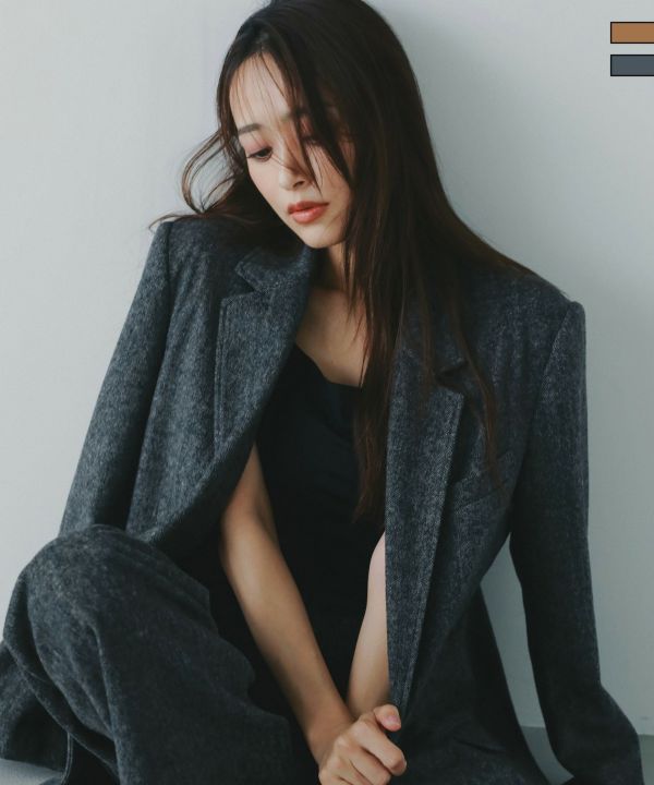 TMT 裏ボア チェック ヘリンボーン ウールジャケット チェック