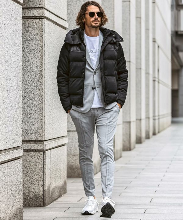 1PIU1UGUALE3 RELAX360°ストレッチツイードフラップコート S