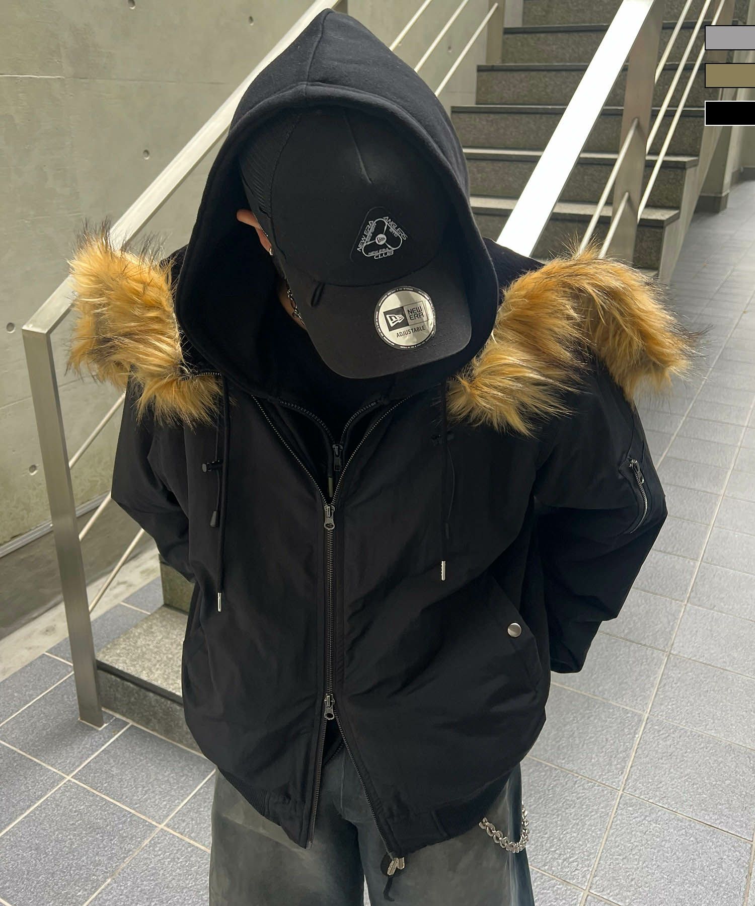 ILL'S(イルズ)N2-B フード ジップ ブルゾン ファー ミリタリー