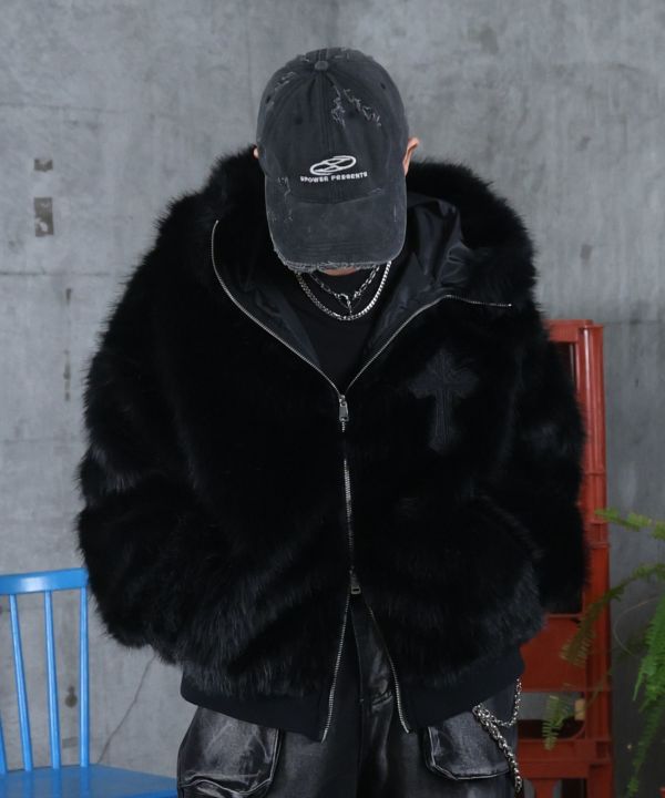 D&G ファーブルゾン黒 tk.TAKEO KIKUCHI｜ミックスフェイクファーブルゾン | Rakuten Fashion