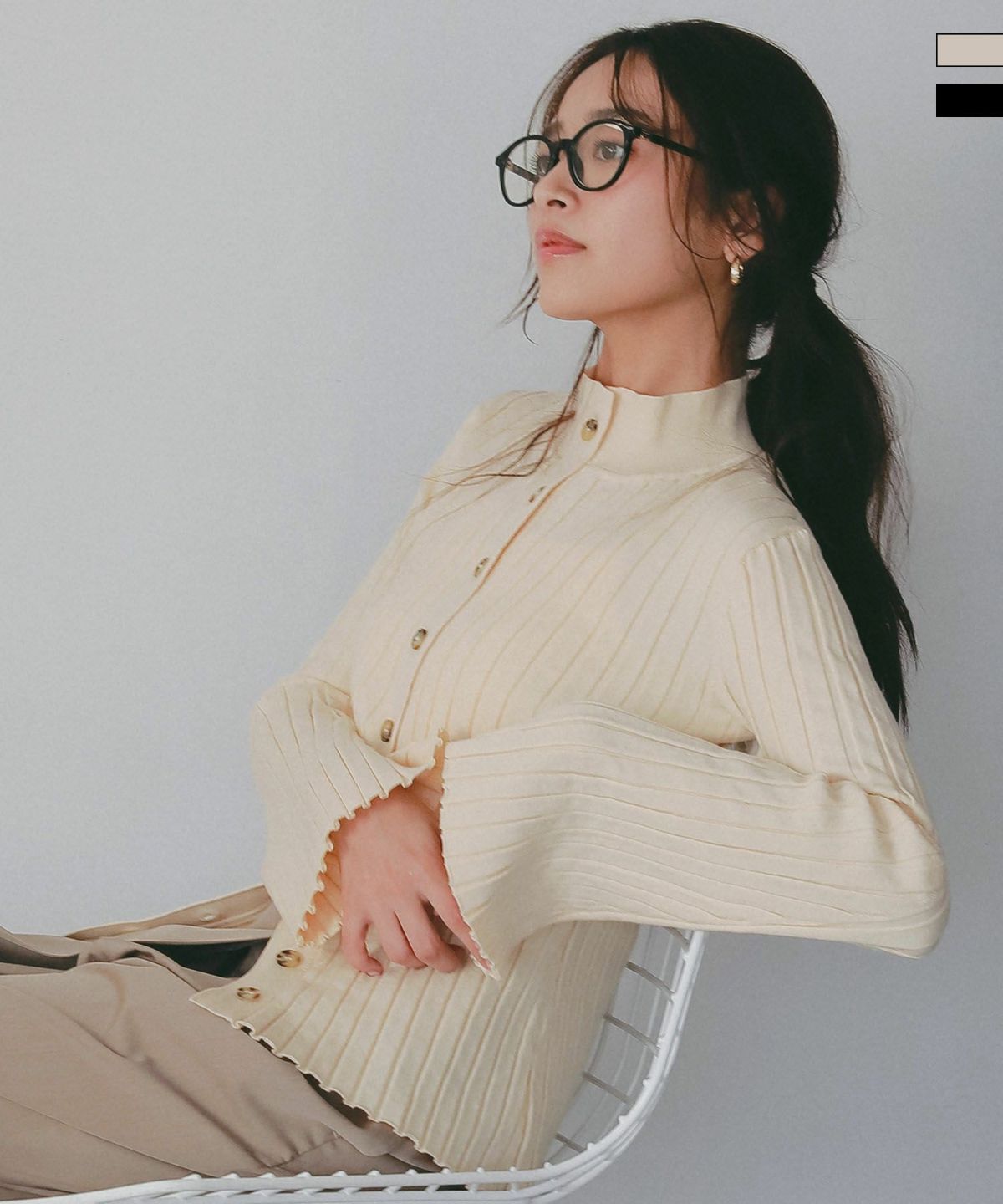 AJUGA. (アジュガ)モックネック リブニットカーディガン | SHIFFON公式